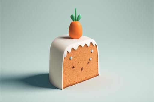 3d pixar almond flour carrot cake, cutout, high key, icon, minimalistic --ar 3:2 --v 4