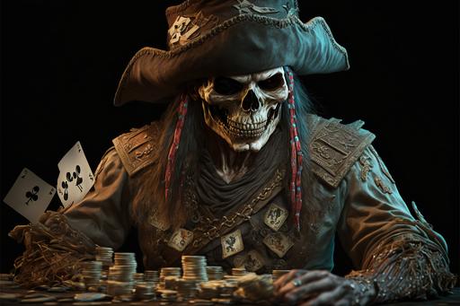3d scary pirate profile picture playing poker --ar 3:2 --q 2 --s 1000