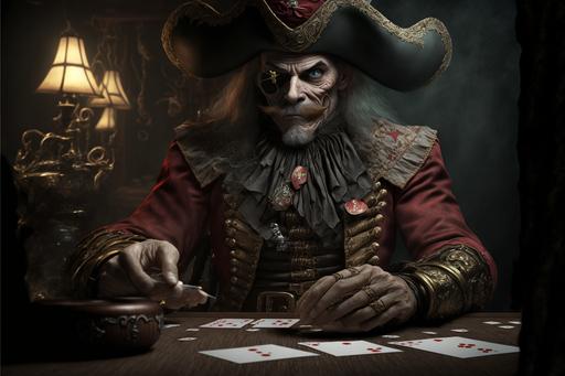 3d scary pirate profile picture playing poker --ar 3:2 --q 2 --s 1000