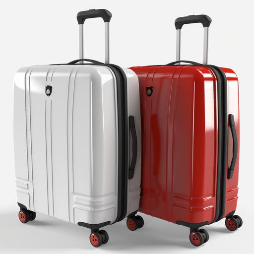 3d travel suitcase white gray red --v 5.0 --s 250