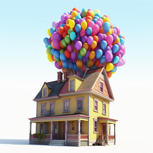 3d up movie balloon carrying house hyper detailed hd 20k ar 16:9 --s 750