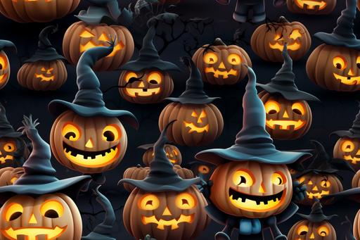 3D funny halloween images with children --tile --ar 3:2