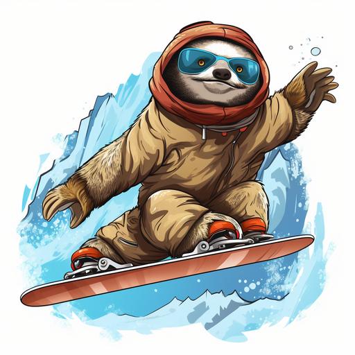 funny sloth doing a ski jump with no background