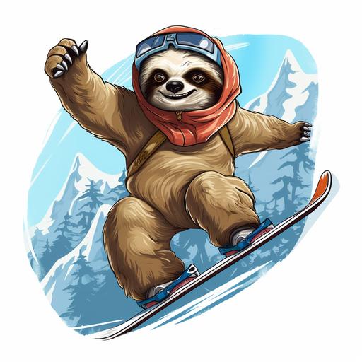 funny sloth doing a ski jump with no background