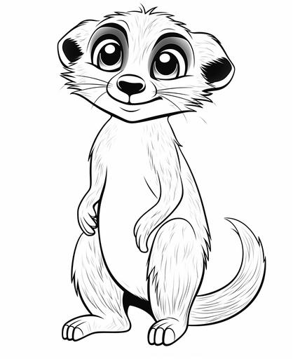 coloring page for kids, meerkat, cartoon style, thick line, low detailm no shading --ar 9:11