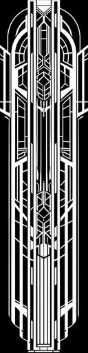 phosphorescent architecture geometric art deco black and white png of a grill.. ready for lasercut --ar 1:4