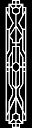 phosphorescent architecture geometric bold art deco black and white png of a grill.. ready for lasercut --ar 1:4