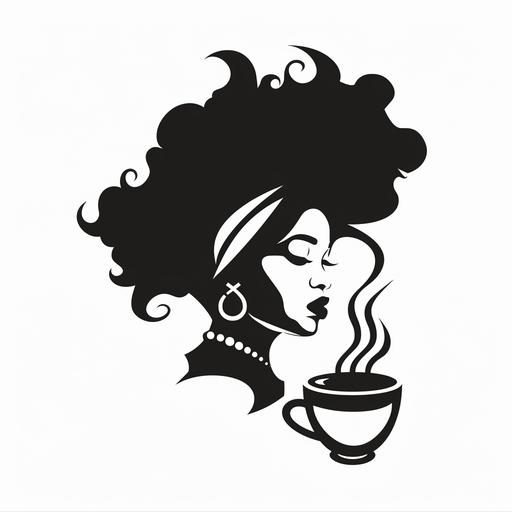 coffee shop logo, black woman, radical, revolutionary