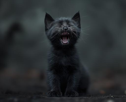 yawning vampiric kitten hd wallpaper 3, in the style of alvin langdon coburn, dusty piles, ando fuchs, mist, black and gray, hikecore, 20 megapixels cat vampire motif --ar 16:13 --s 420 --chaos 4 --v 6.0