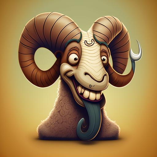 astrological sign of the smiling ram, cartoon style, ultra high definition, realistic