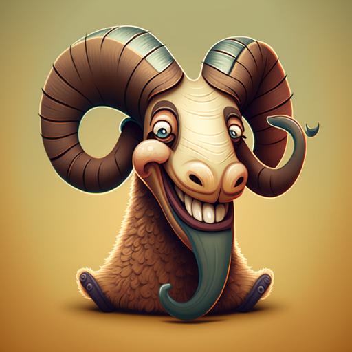 astrological sign of the smiling ram, cartoon style, ultra high definition, realistic