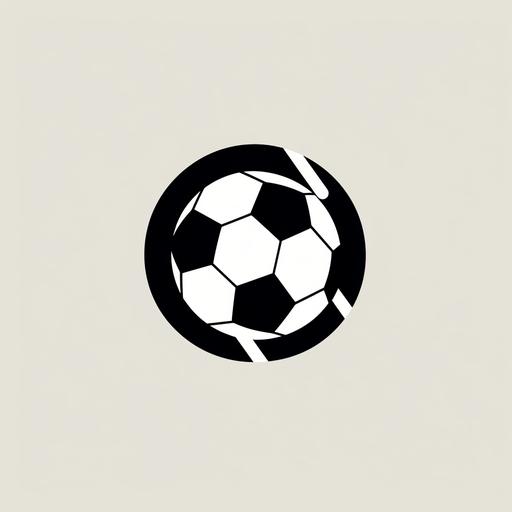 minimalist soccer ball logo with black and white shapes