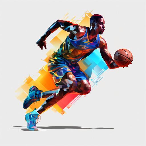 a nba news logo, basketball player, basketball, minimalistic, transparent background