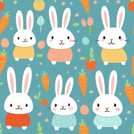 cute clip art Easter cartoons , bunny , carrots, eggs , pastel colors --tile