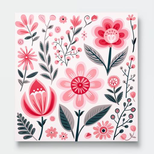 light pink scandinavian folk art flower pattern