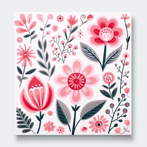 light pink scandinavian folk art flower pattern