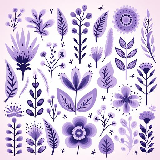 light purple scandinavian folk art flower pattern