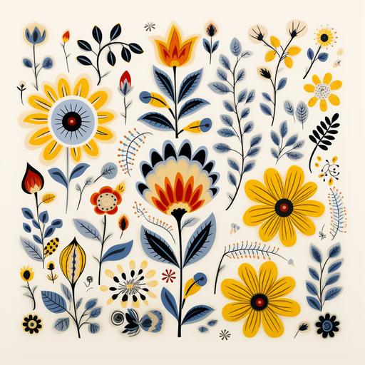 light yellow scandinavian folk art flower pattern