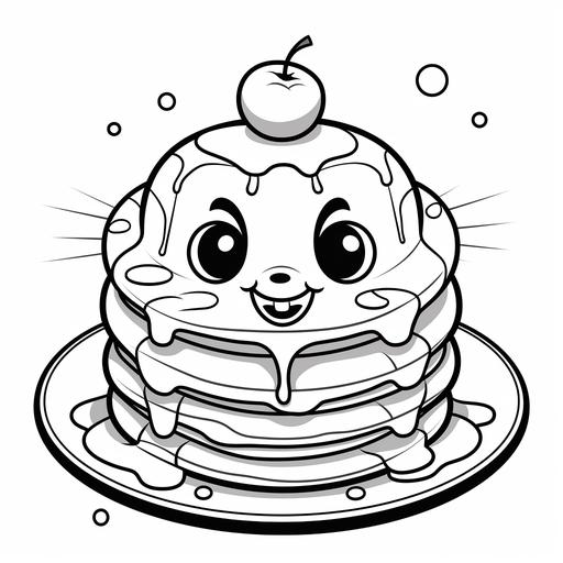 coloring page for kids, pancakes , cartoon style, thick line, low details no shading,