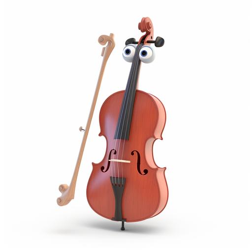 disney pixar style, cartoon, white background, violin, with no trees in background, for children --v 5
