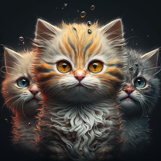 4k design cute cats with big head winking