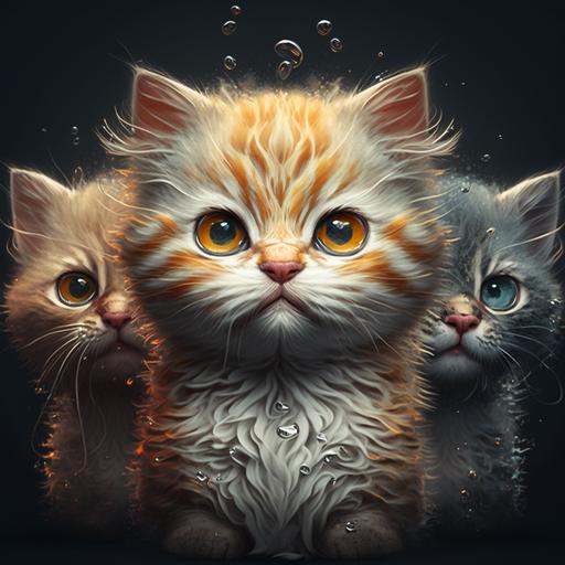 4k design cute cats with big head winking