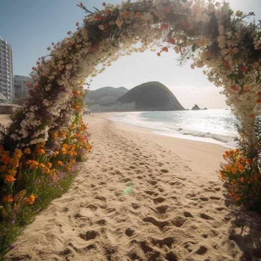 4k, ultra detalied, arch of flowers, brazil, rio de janeiro, sparkles, beach,day,sunny –q 2 –s 750 –w 1920 –h 1024 –hd --v 5 --q 2 --s 750