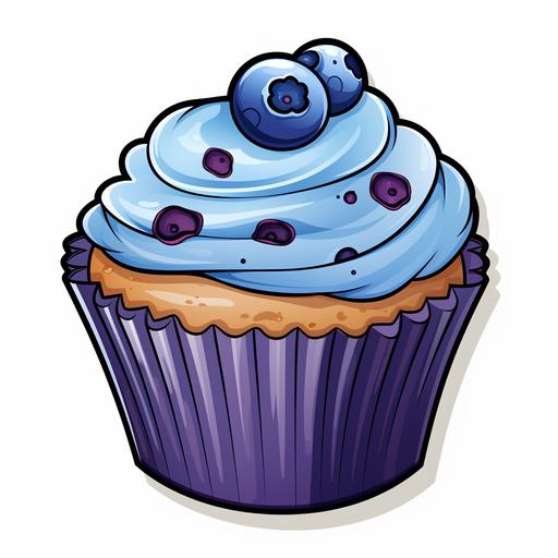 cartoon blueberry muffin, sticker art clip art style, simple low detail