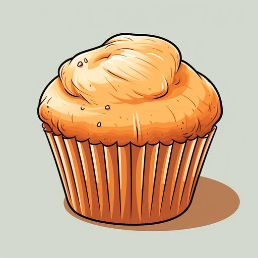 cartoon plain muffin no frosting or liner, sticker art clip art style, simple low detail