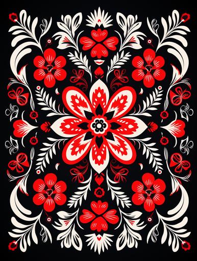 ukrainian ornament traditional white, red and black embroidery background, abstract art, white background --ar 3:4
