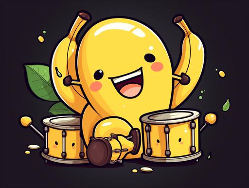 kawaii anime style banana with drums --ar 4:3