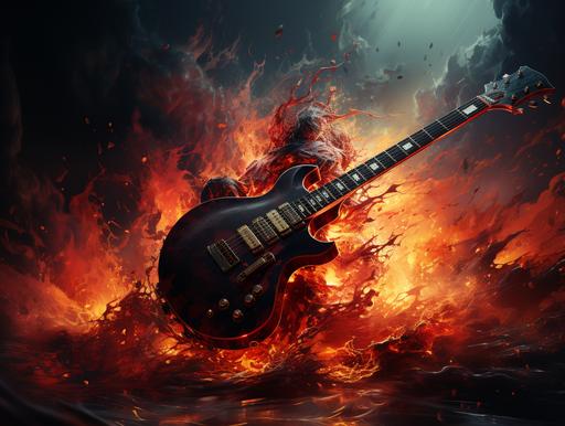 hell guitar, red and black, overwhelming, abstract --ar 4:3 --s 750