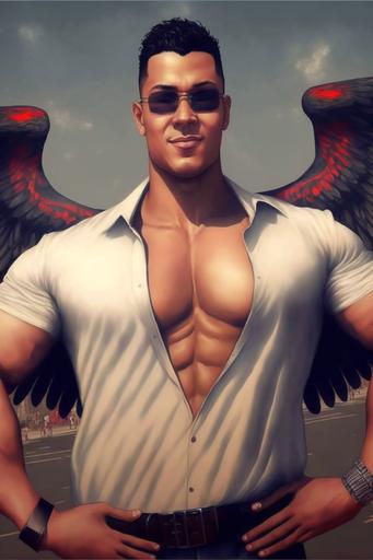 wings, cartoon, man, muscle, --v 4 --ar 2:3