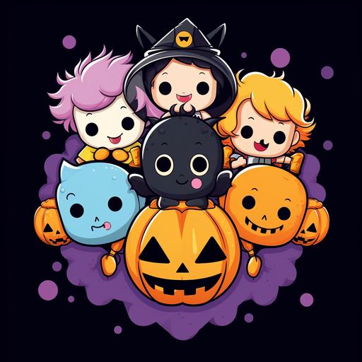 cartoon halloween characters as babies with kawaii style faces illustration t shirt design