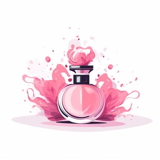 very minimalistic unique modern logo of pink perfume bottles, in the style of Van Gogh, cartoon, creative, use brave colors, isolated on background