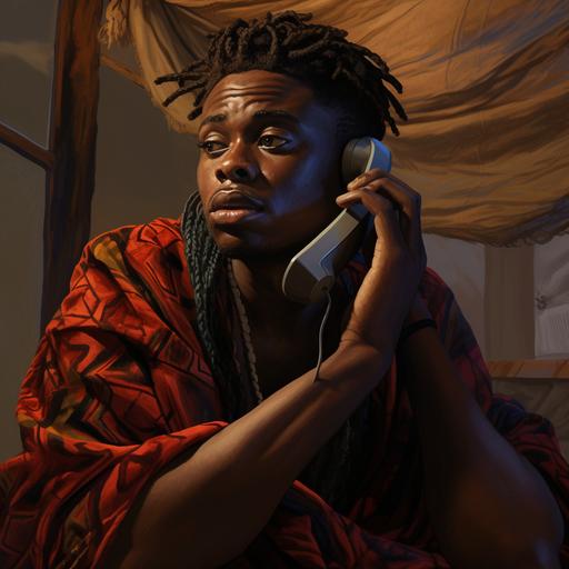 african making a phone call