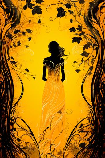 artistic interpretation of book The Yellow Wallpaper by Charlotte Perkins Gilman based on the book's plot, main theme and characters, vivid colors, thick lines --ar 2:3