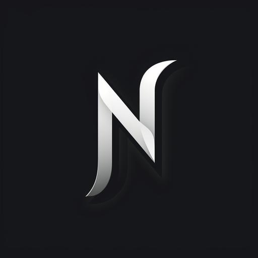 letter N logo, not 3d, flat, white on black, geometric, smooth lines, not sharp, creative, for design agency