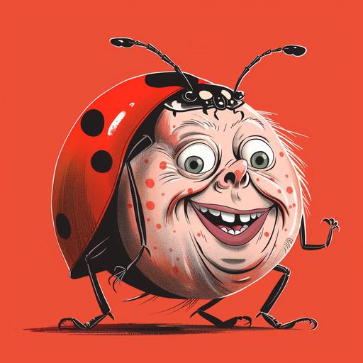 cartoon ladybug with the face of Lindsey Graham in the style of Dr Seuss