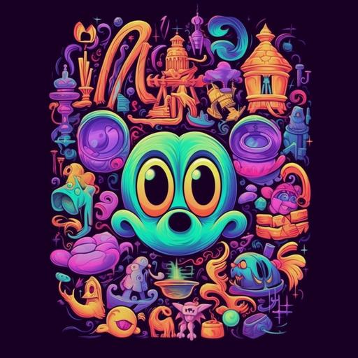 Disney theme. Lots of colors and shadows. it’s a trippy vibe. Illuminati logo Scorpio 6 god purple monochromatic colorway hieroglyphics gibberish writers and made up languages pretty cartoon. A logo that most of humanity would agree is perfect.