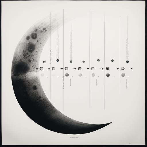 simple black and white moon phases chart art