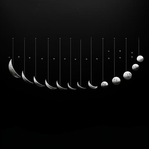 simple black and white moon phases chart art