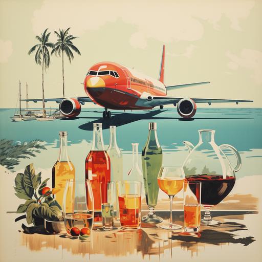 60’s airport poster, cocktails