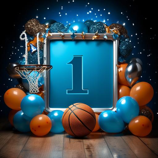 birthday picture frame, basketball, 4:3