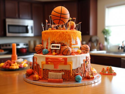 celebrity picture, basketball birthday cake, basketball theme, birthday theme --ar 4:3
