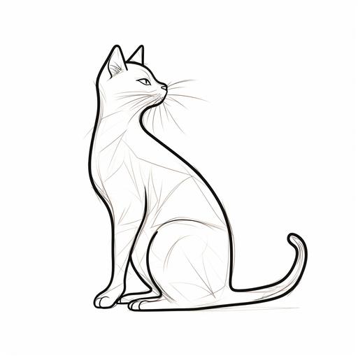 a single line drawing of a cat stretching