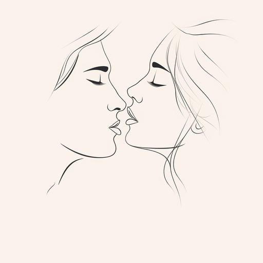 couple kiss, line art, minimal basic design