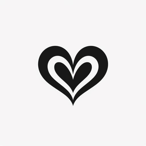 heart logo, simple black and white flat design in cartoon style