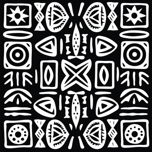 tribal african soulful seamless black and white simple vectors pattern--tile