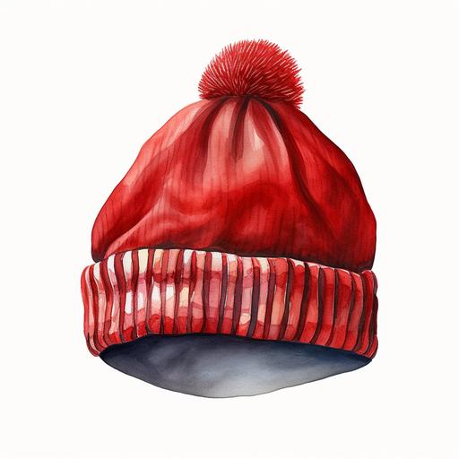 a stocking cap watercolor realistic. white background